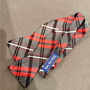 The Tie Bar Red and Black Plaid Bow Tie